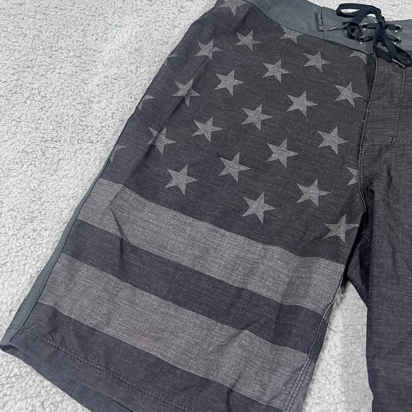 Hurley Board Shorts Mens 32 Black Patriot Flag Phantom Swim Quick Dry - Picture 3 of 8